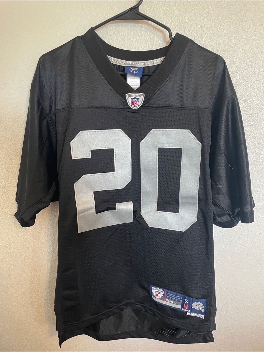 Reebok Black Football Jersey with Silver #20